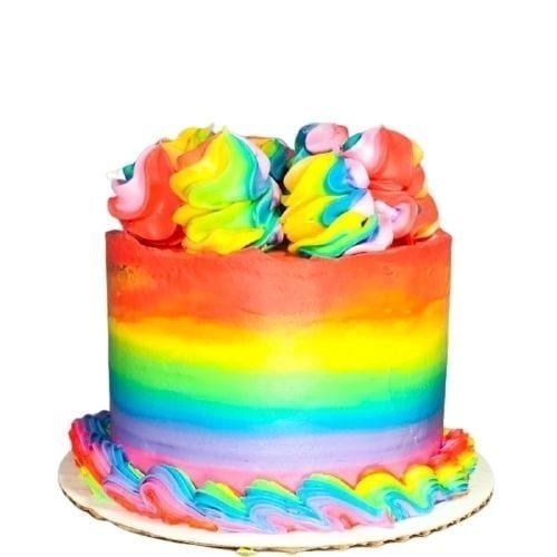 Rainbow cake custom made cake from calgary home bakery